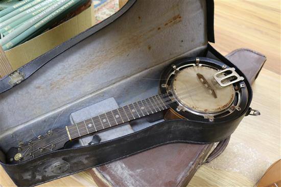 A quantity of banjoleles, mandolin, RWC Apalacachian dulcimer